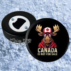 NEW*Birthday or Fathers Day*Hockey Puck Bottle Opener**Canada Patriotic Moose
